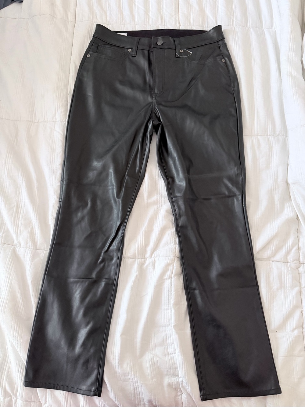 Gap Black Faux Leather Straight-Leg Pants